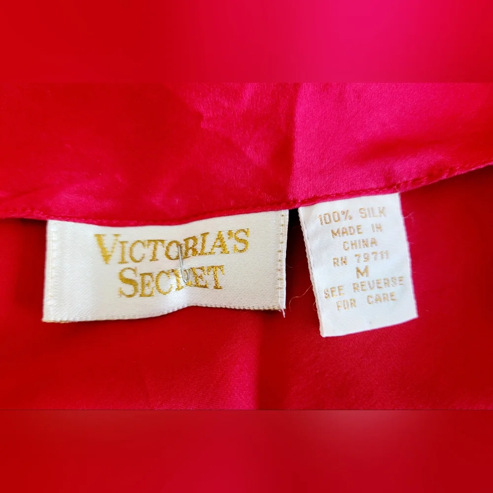 Victoria's Secret Gold Label Luxe 100%Silk SexyRed Slip Chemise Nightgown Medium - Picture 2 of 16